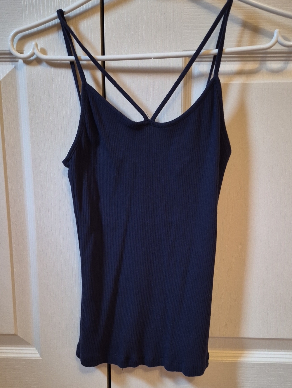 Women’s Navy Ribbed Double-Strap Tank Top